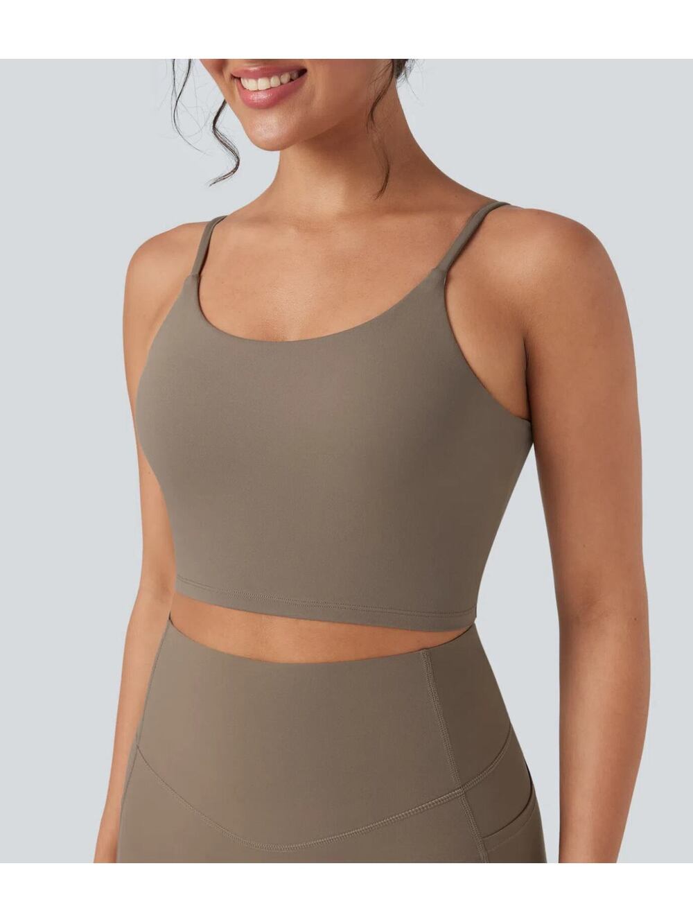 Halara UltraSculpt Cropped Yoga Tank Top Brown Size Small